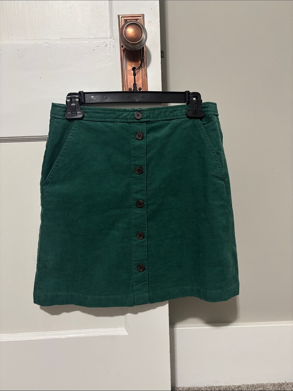 J. Crew Forest Green Button-Front Corduroy Mini Skirt